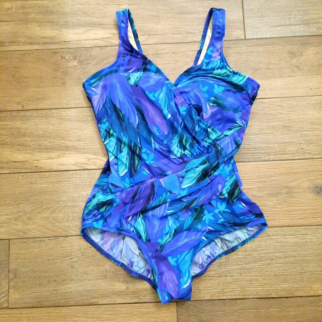 Miraclesuit Flamenco Oceanus Blue Bathing Swim Suit Women's 16w Splice Purple